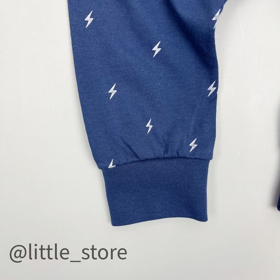 Штанишки хлопковые "Папа-мой герой" молнии на синем