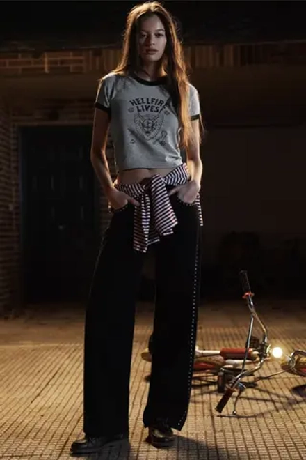 PULL&BEAR Футболка "Stranger Things ", серый меланж