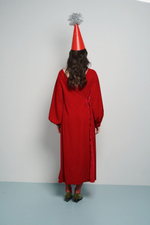 Платье с запахом на спине и длинным рукавом из бархата "Заветное желание"