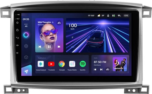 Магнитола для Toyota Land Cruiser 100, Lexus LX470 2002-2007 (экран климата снизу) - Teyes CC3L на Android 10, 8-ядер, CarPlay, 4G SIM-слот