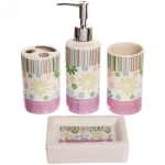 Набор для ванной из 4-х предметов керамический «Салют» фиолетовый