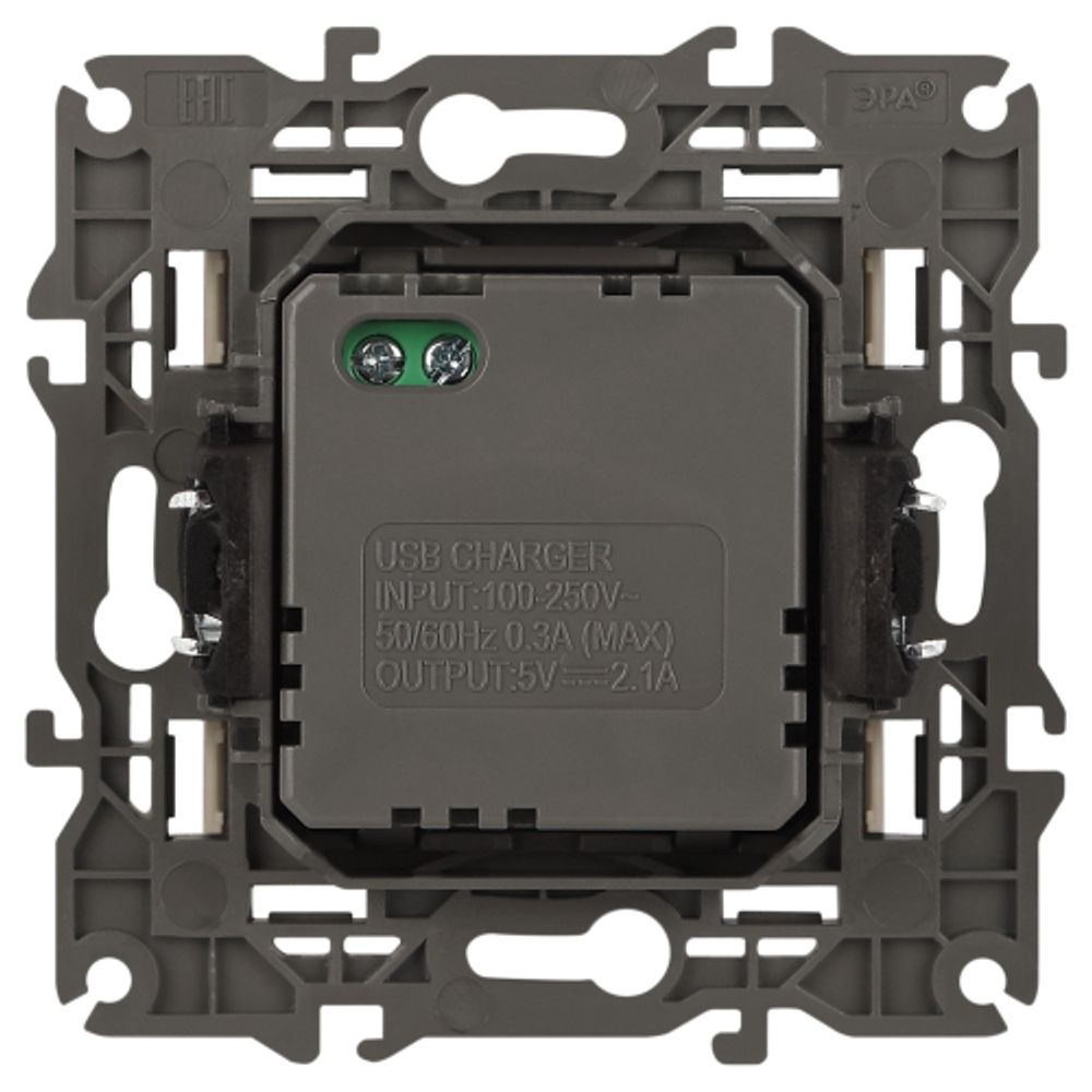 14-4110-02 ЭРА Устройство зарядное USB, 230В/5В-2100мА, IP20, Эра Elegance, сл.кость | Эра Elegance