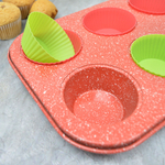 Набор для выпечки кексов 3 предмета: форма 6 ячеек, силиконовая кисточка, силиконовая лопатка