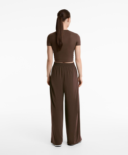 OYSHO Брюки Light Touch со складками и широкими штанинами, темно-коричневый