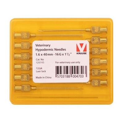 Игла Luer-Lock KRUUSE-Vet 1,6х40, 12 шт