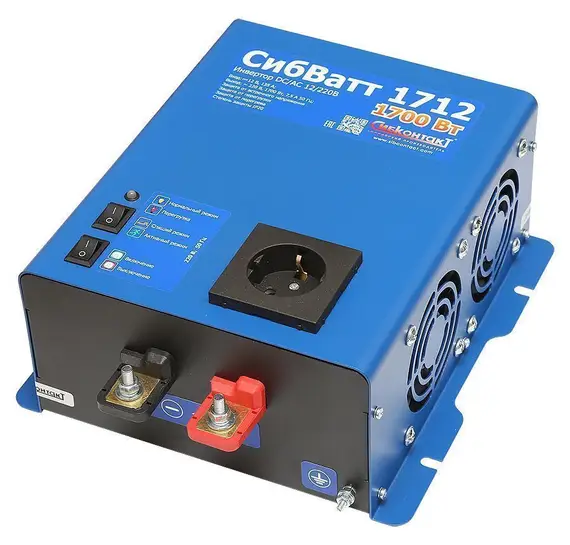 Инвертор СибВатт 1712 DC/AC, 12В/220В, 1700Вт