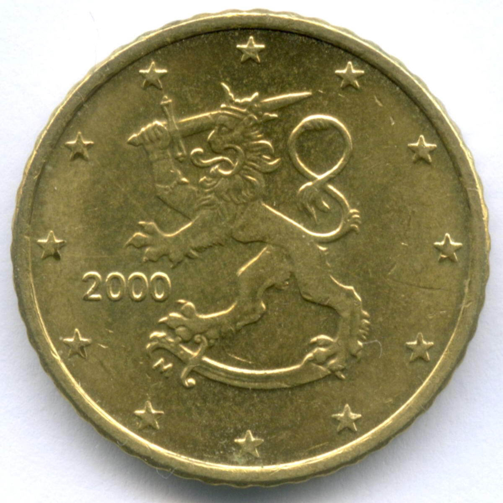 50 евроцентов 2000 год. Финляндия. Регулярный выпуск. Тип 1. Нордик XF-AU