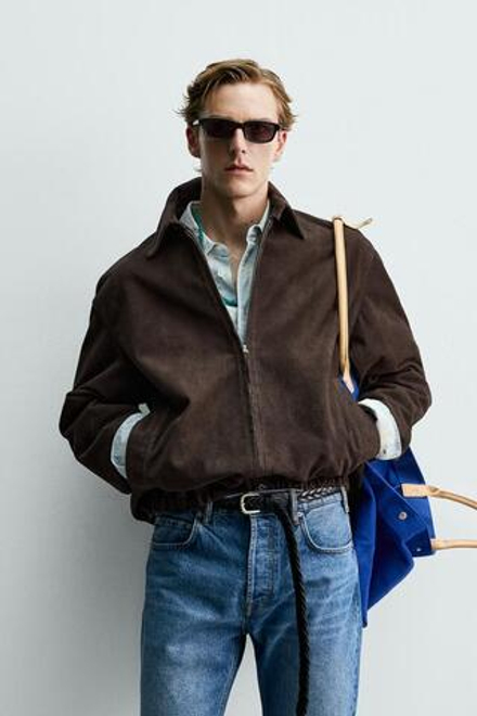 ZARA Х AARON LEVINE ЗАМШЕВАЯ КУРТКА REGULAR FIT, КОРИЧНЕВЫЙ