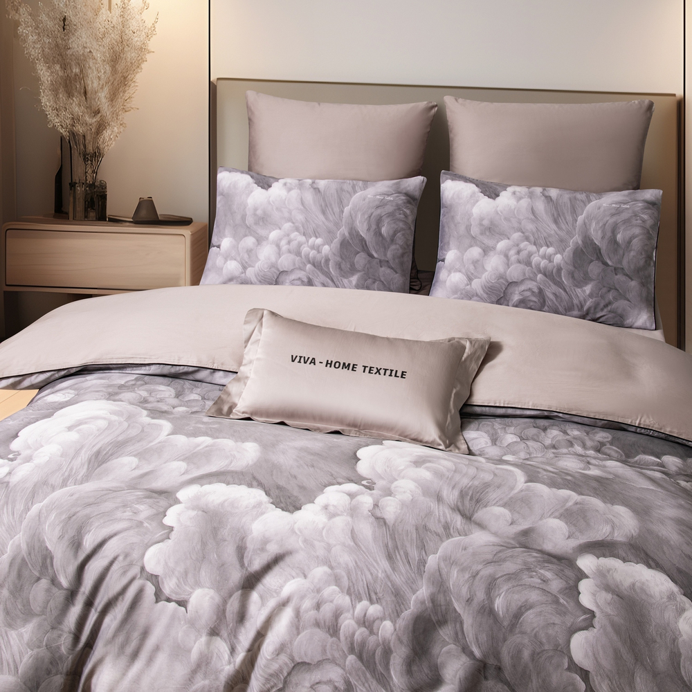 КПБ Сатин Премиум на резинке CPAR054, Евро, 4 наволочки, простынь 160*200*30