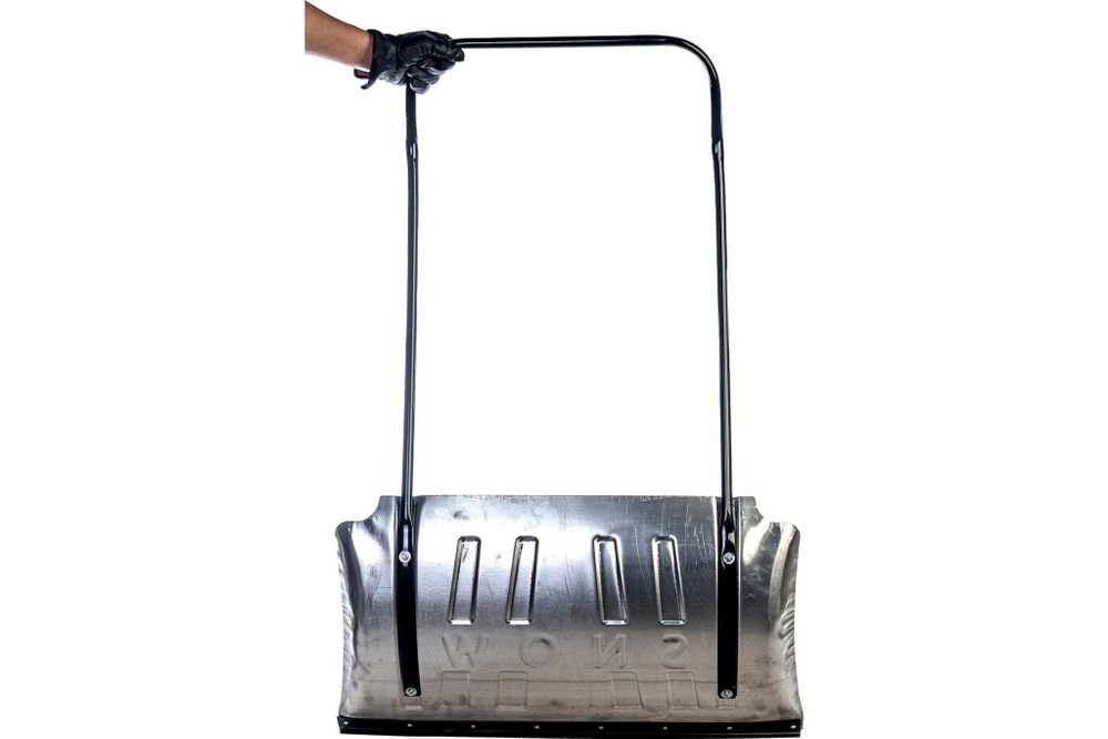 Движок для уборки снега алюминиевый, 750х420х1120 мм, усиленный, стальная рукоятка, Россия// Сибртех 61583