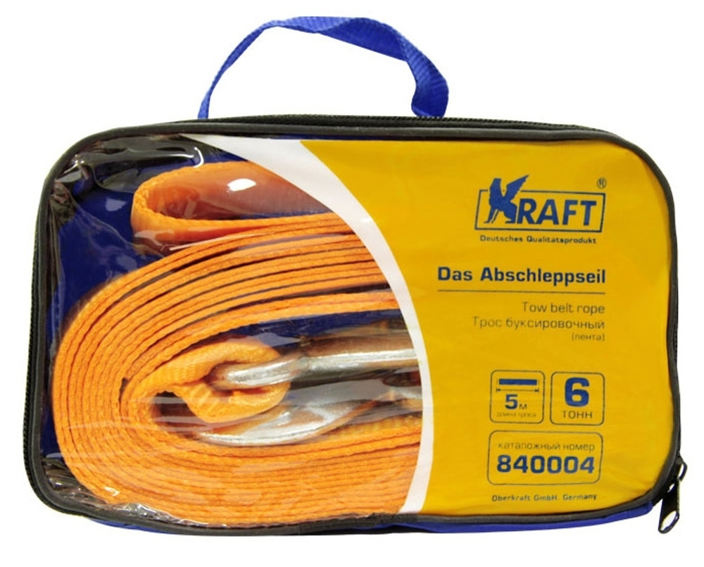 Трос буксировочный полиэстер Kraft (6т) с крюками