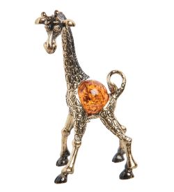 Народные промыслы AM- 296 Фигурка «Жираф» ср. (латунь, янтарь)