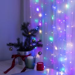 Светодиодная новогодняя гирлянда Intro Holiday INZR-02 занавес 3*3 м мультиколор 240 microled USB | Intro