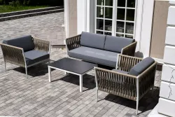 "Касабланка" лаунж-зона плетеная из роупа 4-местная, цвет серый