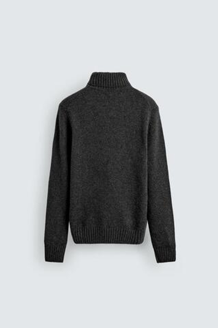 ZARA СВИТЕР С ВЫСОКИМ ВОРОТНИКОМ ИЗ СМЕСОВОЙ ШЕРСТИ, СЕРЫЙ МЕЛАНЖ