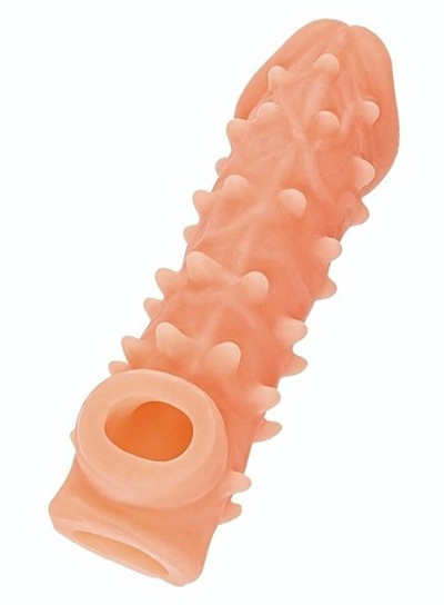 Телесная закрытая насадка с пупырышками Cock Sleeve 005 Size L - 17,6 см. (Цвет: телесный)