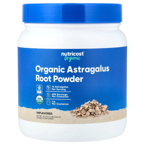 Nutricost, порошок из корня органического астрагала, без добавок, 454 г (16,2 унции)