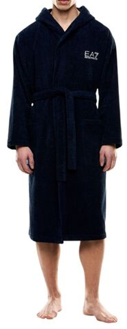 Теннисный халат EA7 Cotton Terry Bathrobe - navy blue
