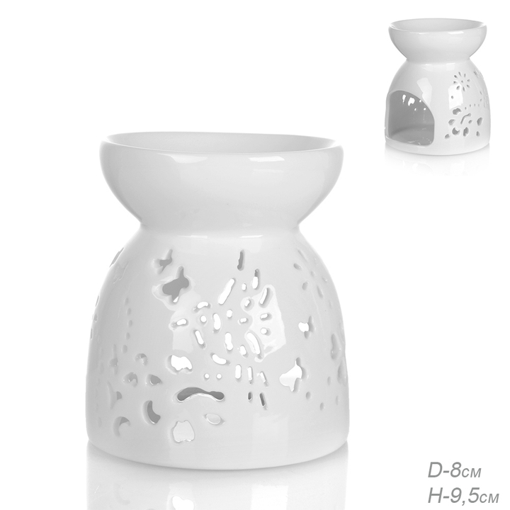 Аромалампа Ваза узор снежинки цвет белый 9,5 см