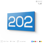 Номер на дверь 202, табличка на дверь для офиса, квартиры, кабинета, аудитории, склада, голубой 120х70 мм, Айдентика Технолоджи
