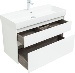 Тумба под раковину Aquanet Nova Lite 100 (SLIM SYNERGY) белый, 2 ящика