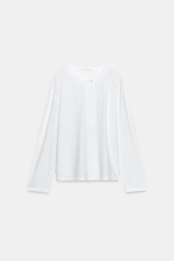 ZARA ЛОНГСЛИВ С ЛЬНЯНОЙ СМЕСЬЮ, БЕЛЫЙ