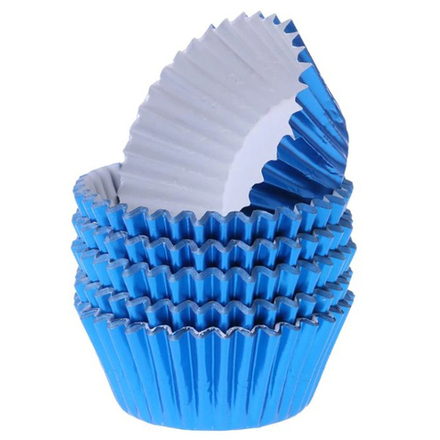 Капсулы бумажные синие металлик D5см 50шт