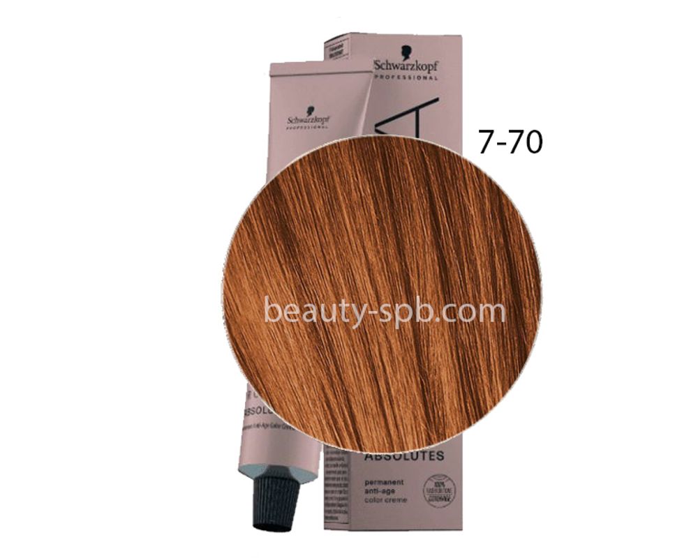 Schwarzkopf Professional краска для волос Игора Absolutes тон 7-70 Средний русый медный натуральный 60мл