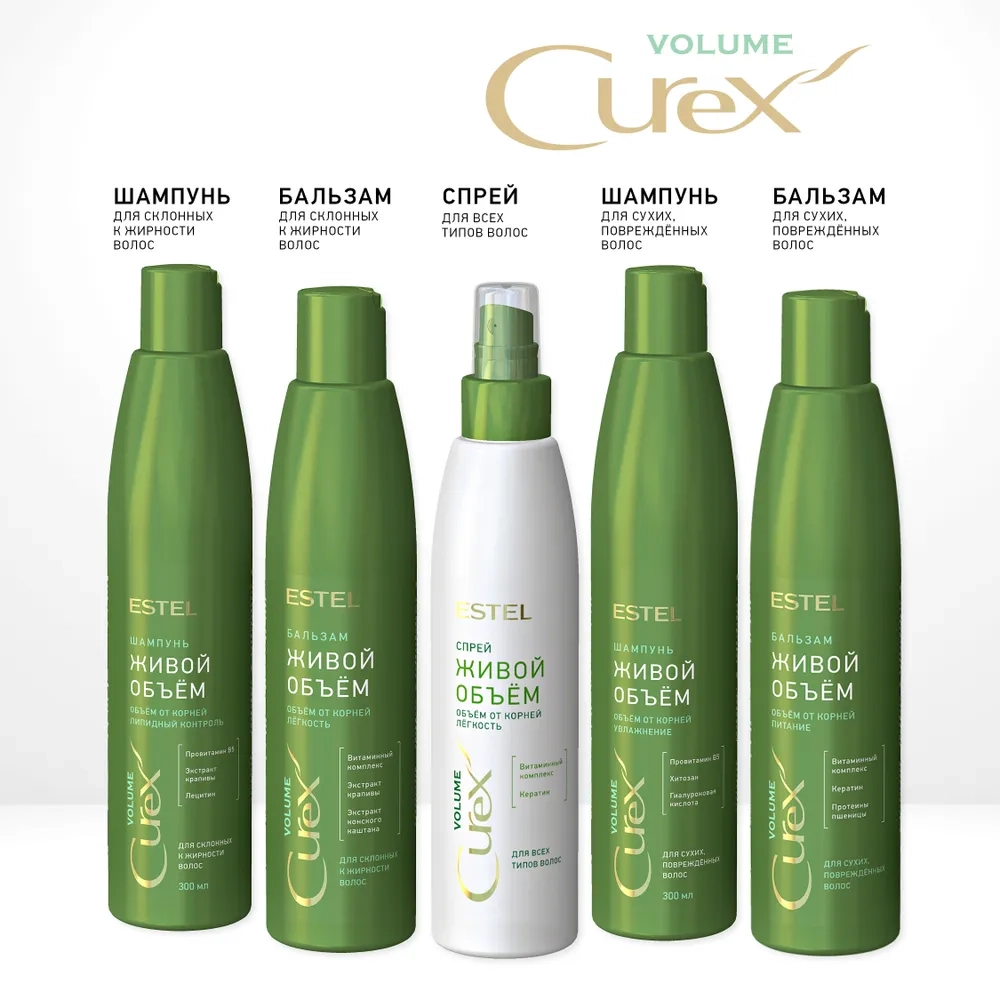Бальзам для склонных к жирности волос Живой объем / CUREX VOLUME 250 мл