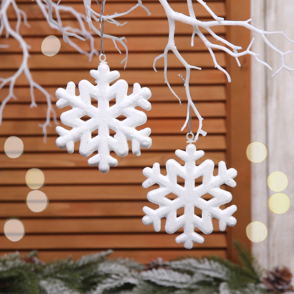 Ёлочные игрушки «Снежинки»10,5 см (набор 2 шт), белый блеск