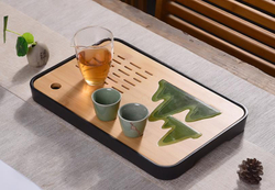 300002Y2 УЦЕНКА Чабань "Горы и реки" жидкое стекло размер 36*24*4 см, бамбук/пластик черный