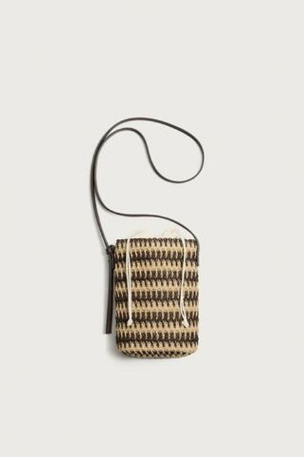 ZARA ВЕРТИКАЛЬНАЯ ПЛЕТЕНАЯ СУМКА, ЭКРЮ