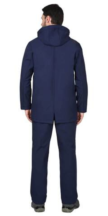 Куртка "СИРИУС-Азов" удл. с капюшоном синий софтшелл пл 350 г/кв.м