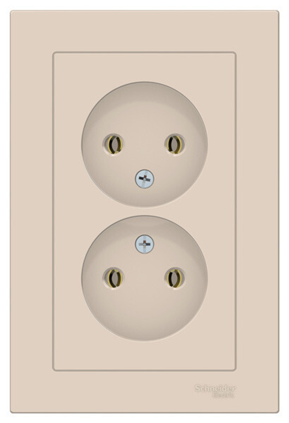 Schneider Electric AtlasDesign Розетка двойная с рамкой без заземления, 16А (бежевый)