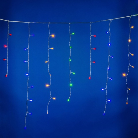 ULD-B6007-300-DTA MULTI IP44 Бахрома светодиодная. 6м. 300 светодиодов. Разноцветный свет. Провод прозрачный. ТМ Uniel