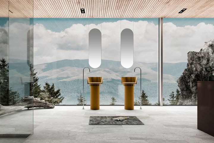 Раковина отдельностоящая прозрачная ABBER Kristall AT2702Vesuvian-H оливковая