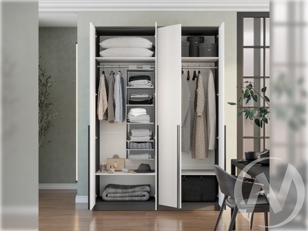 Шкаф 4-х створчатый ШК-15 Спальня Шарм (графит/белый)