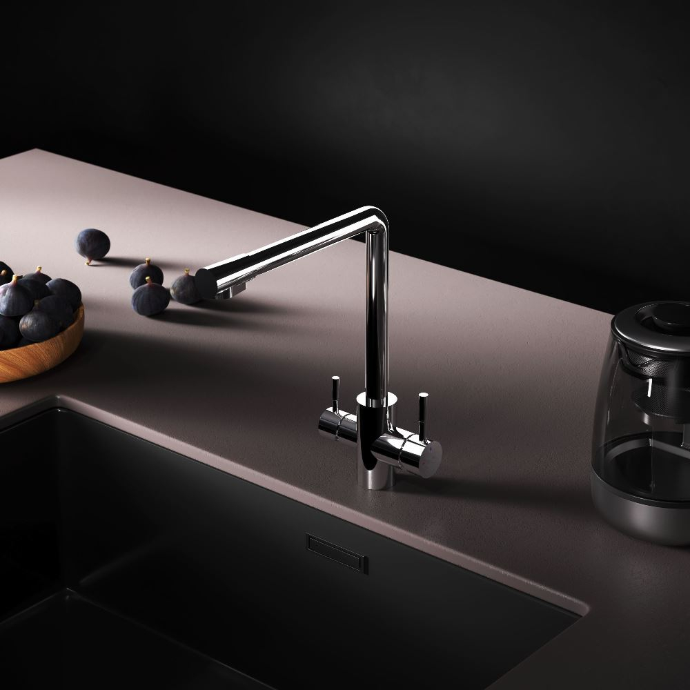 Смеситель для кухни с L-изливом с каналом для питьевой воды, хром AM.PM X-Joy S F85B05700