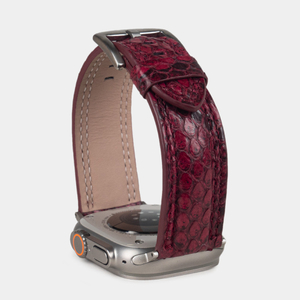 Ремешок для Apple Watch Ultra 49mm из кожи питона, цвета малины