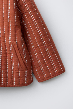 ZARA КУРТКА С ВЫШИВКОЙ, ЧЕРЕПИЧНЫЙ