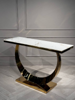 Стол-консоль Ist Casa Прайм, 120х40х78 см, жемчужный белый, золотой