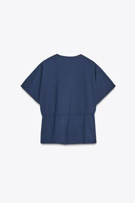ZARA ФУТБОЛКА ИЗ ПЛОТНОГО ХЛОПКА, СИНИЙ