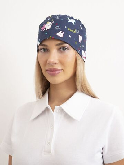 Шапочка медицинская, принт "Зубная фея", синий