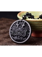 Подвеска Обсидиан Лев Буды символ защиты и безопасности
