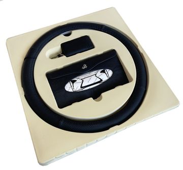 Подарочный набор автомобилисту "Бизнес" (оплетка + органайзер + ключница) из нат. кожи класса "Премиум"