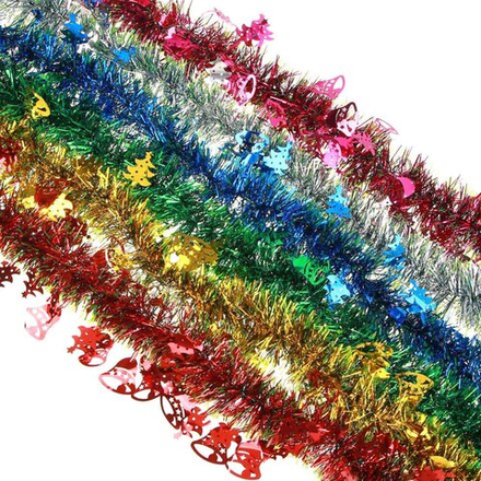 Мишура d= 6см, 2м, ПВХ, с декором Елки/Колокольчики, ассорти