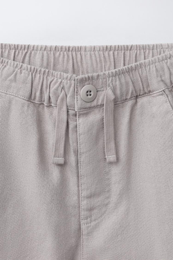 ZARA БЕРМУДЫ ИЗ СМЕСОВОГО ЛЬНА И ХЛОПКА, КАМЕННО-СЕРЫЙ