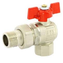 Кран угловой Uni-Fitt шаровой НВ 1/2 с разъемным соединением, полнопроходной, бабочка