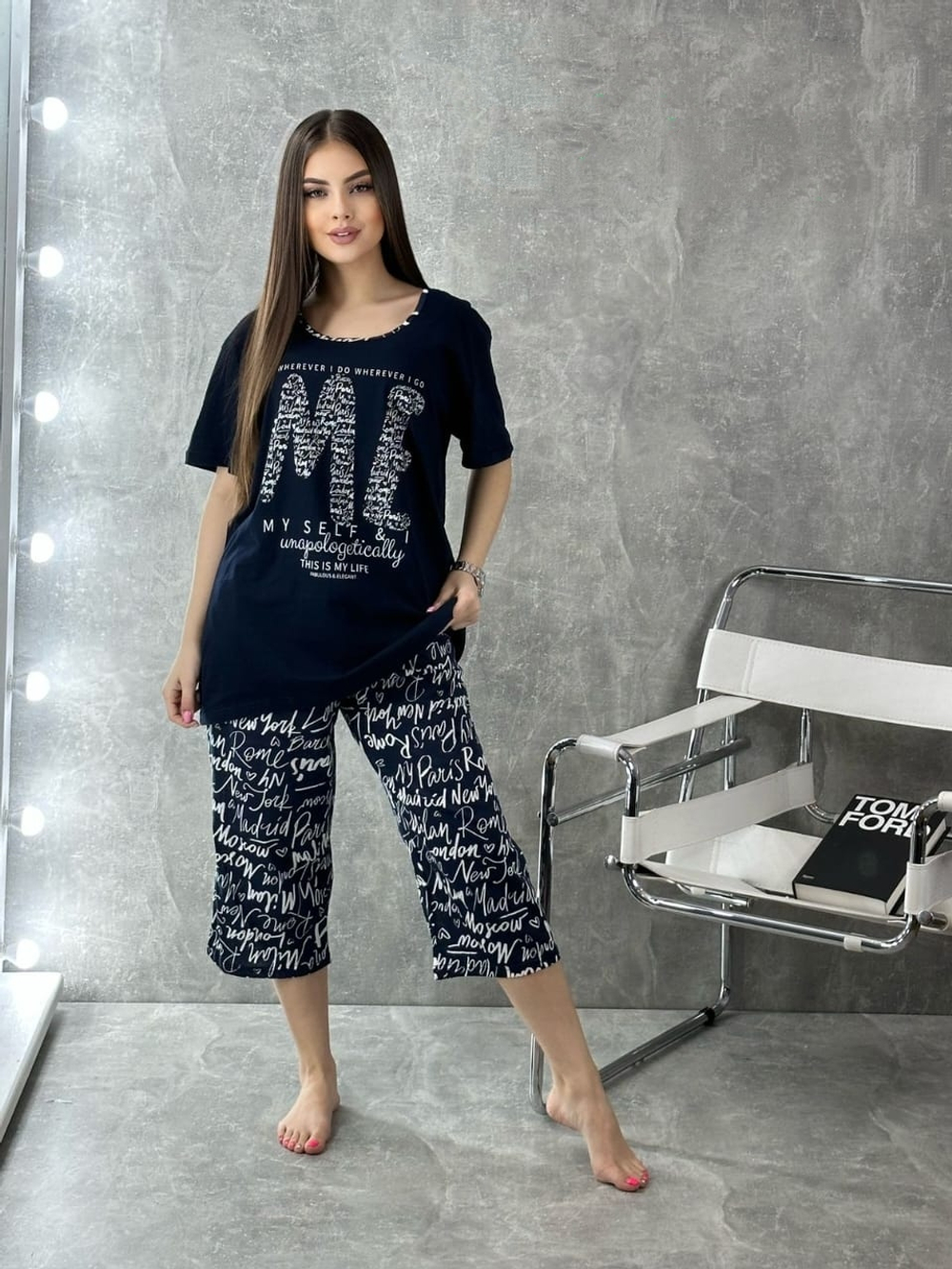 Пижама женская бриджи+футболка П0001-2 великан