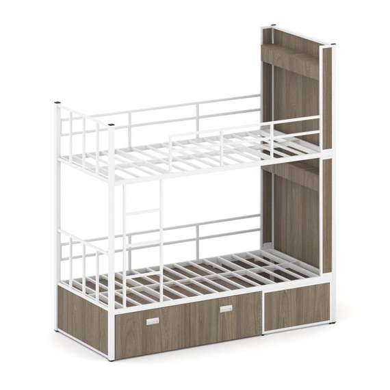 Overnight Кровать 2-х ярусная ON.K2-001 Вяз Благородный/Металл Белый 2080*950*2260